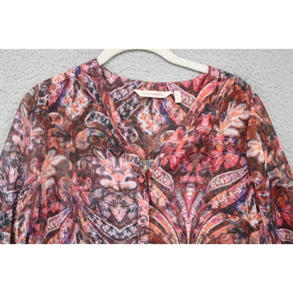 Soft Surroundings Sheer Metallic Button Up Tunic Top-Size XS - Picture 4 of 10